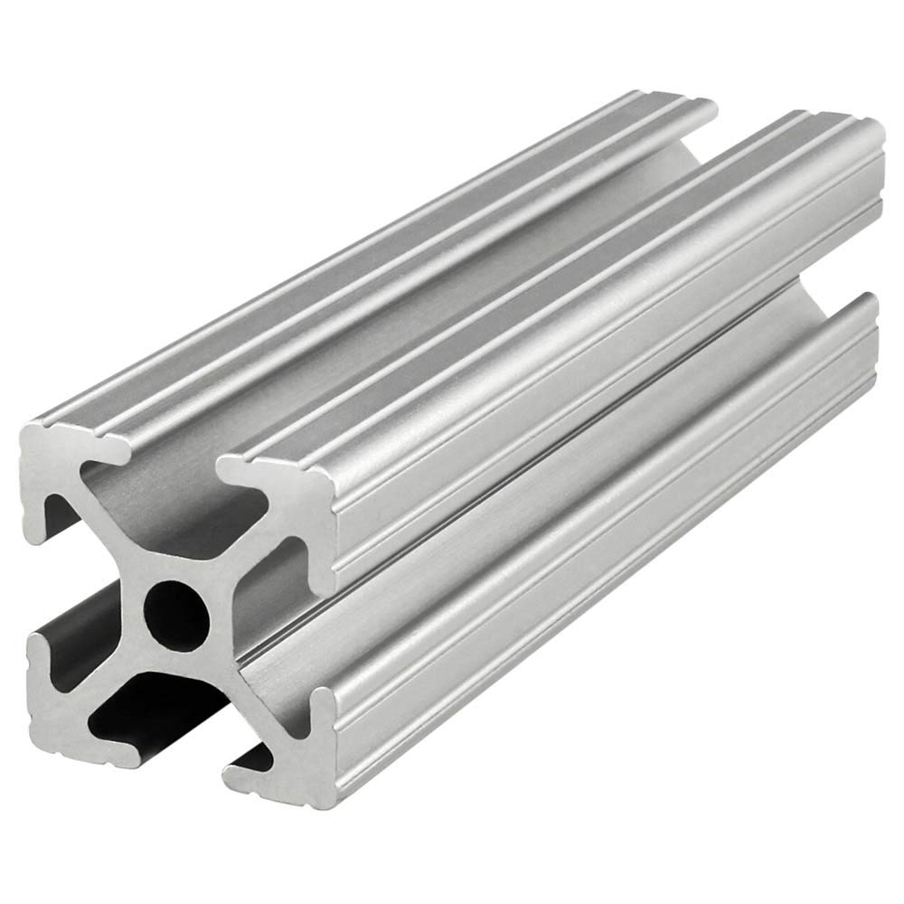 Modular aluminum extrusion frame system used for machine guarding and structural support in a manufacturing facility